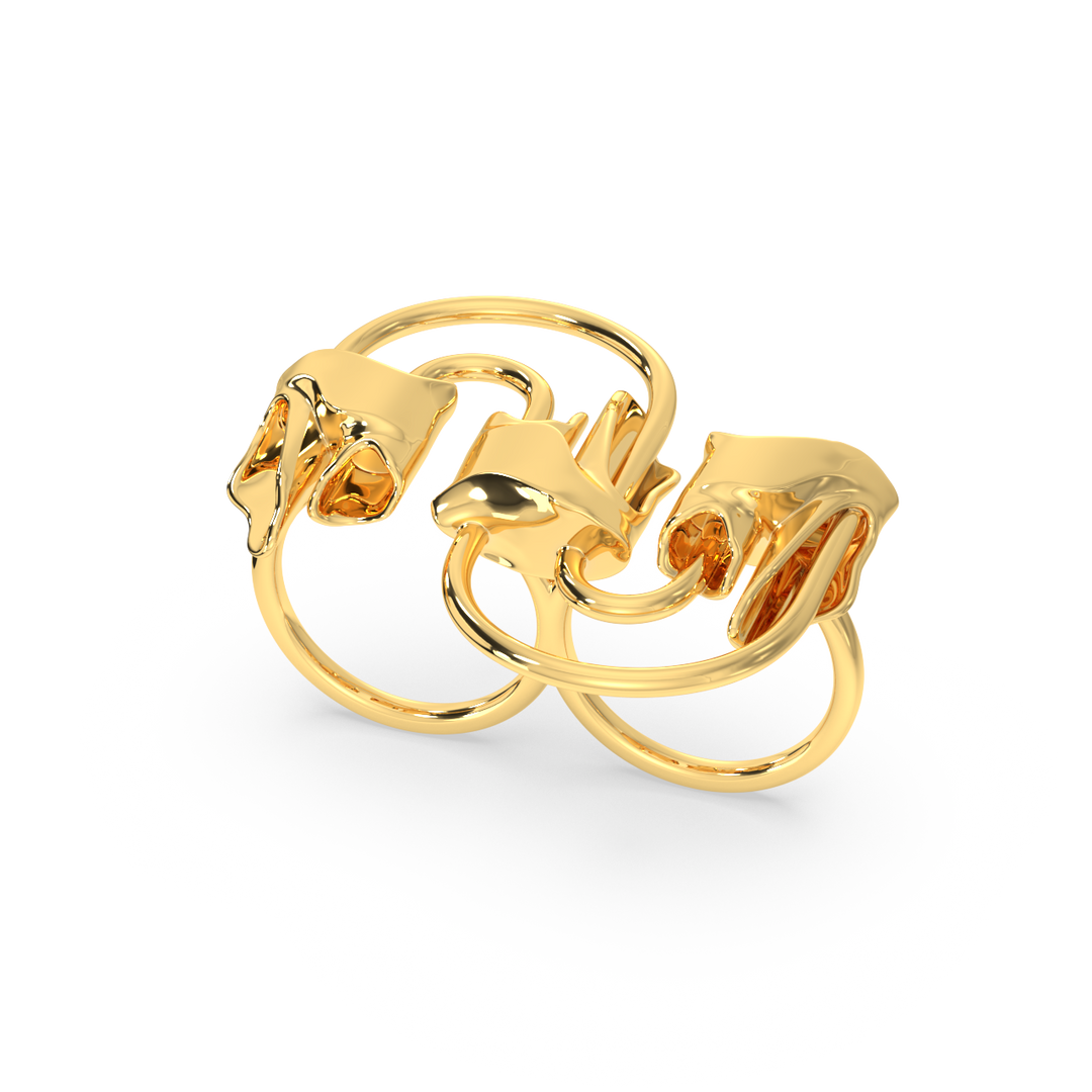 Mercury Valor Dual Finger Ring | Gold Finish