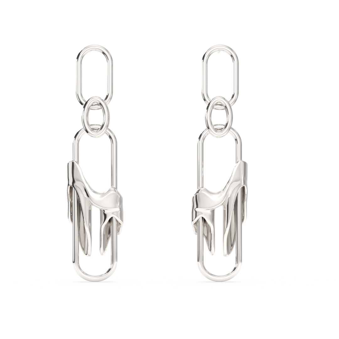 Mercury Valor Long Earrings | White Finish