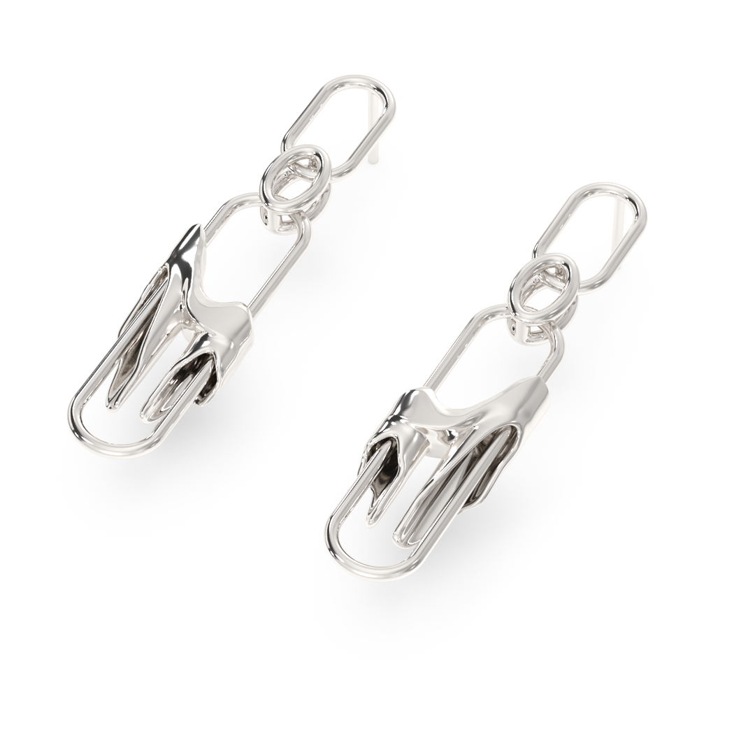 Mercury Valor Long Earrings | White Finish